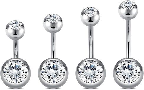 Longita Belly Button Rings Short Bar for Women Stainless Steel Belly Ring Navel Piercing Jewelry 14g Colorful Ball Pack 6mm 1/4" 8mm 5/16“ 10mm in Kuwait