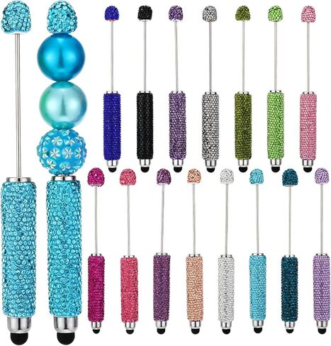 15-Pcs Beadable Pens Bulk Bedazzling Kit with Rhinestone Stylus Pens DIY Beaded Bling Pens for Touch Screen & Craft in Kuwait