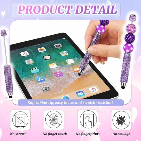 15-Pcs Beadable Pens Bulk Bedazzling Kit with Rhinestone Stylus Pens DIY Beaded Bling Pens for Touch Screen & Craft in Kuwait