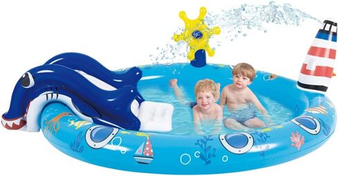 Animal Kids Pool with Slide and Sprinkler, Inflatable Play Center with Toy in Saudi Arabia