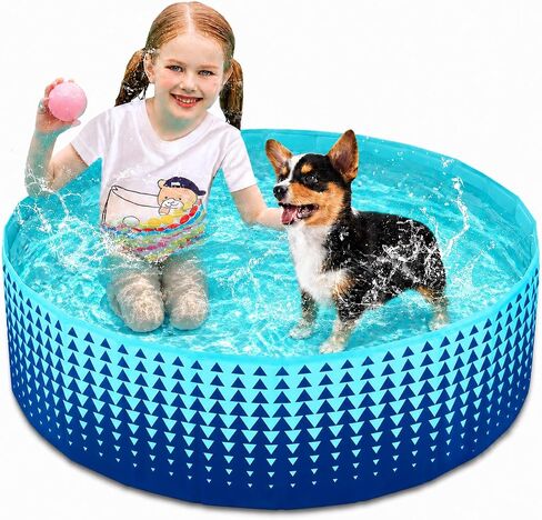 Jasonwell Foldable Dog Kiddie Pool - Hard Plastic Kids Paddling Pool Toddler Baby Swimming Pools for Backyard Collapsible Whelping Box Pet Doggie Cats Wading Pools Bathtub for Puppy Large Dogs 40In,G in Kuwait