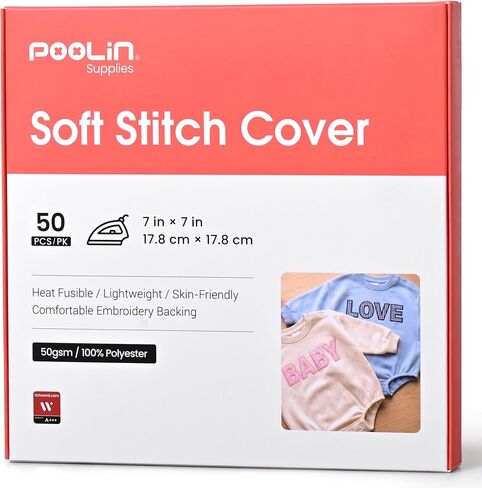 Poolin Embroidery Stitch Cover Stabilizer White 7" x 7" (50PCS) in Saudi Arabia
