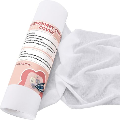 Ultra Soft Embroidery Stitch Cover12"x10 Yd, Iron-On Stabilizer - White in Saudi Arabia