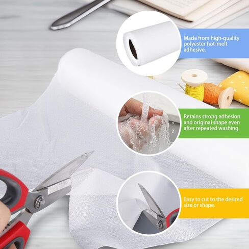 Ultra Soft Embroidery Stitch Cover12"x10 Yd, Iron-On Stabilizer - White in Saudi Arabia