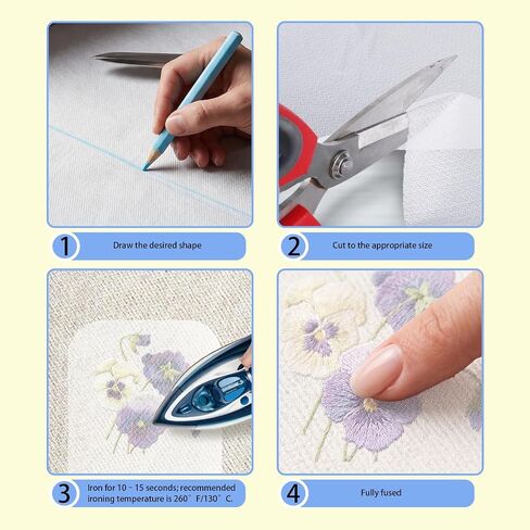Ultra Soft Embroidery Stitch Cover12"x10 Yd, Iron-On Stabilizer - White in Saudi Arabia
