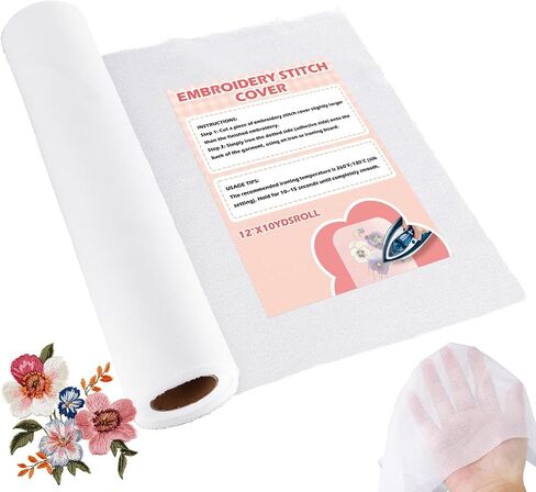 Ultra Soft Embroidery Stitch Cover12"x10 Yd, Iron-On Stabilizer - White in Saudi Arabia