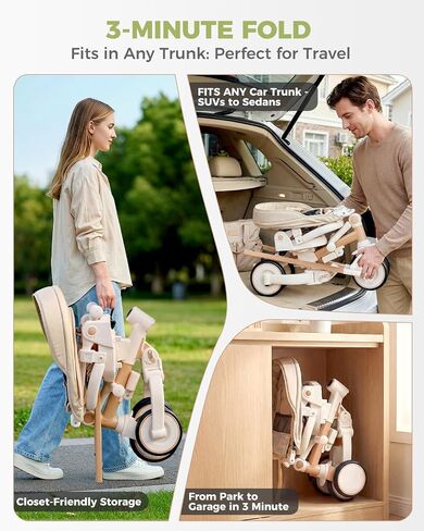 7-in-1 Tricycle for Toddlers 1-3 Years Gift, Foldable Baby Trike Stroller in Kuwait