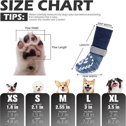 EXPAWLORER Dog Socks to Prevent Licking and Slipping, Summer Dog Shoes for Hot Pavement, Paw Protectors for Hardwood Floors Anti-Slip, Dog Booties for Small Medium Large Senior Dogs, Navy Blue L in Saudi Arabia