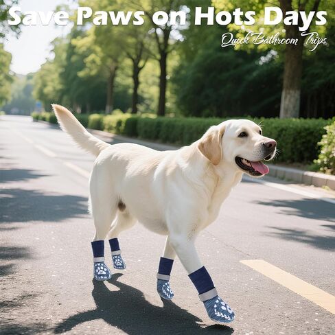 EXPAWLORER Dog Socks to Prevent Licking and Slipping, Summer Dog Shoes for Hot Pavement, Paw Protectors for Hardwood Floors Anti-Slip, Dog Booties for Small Medium Large Senior Dogs, Navy Blue L in Saudi Arabia