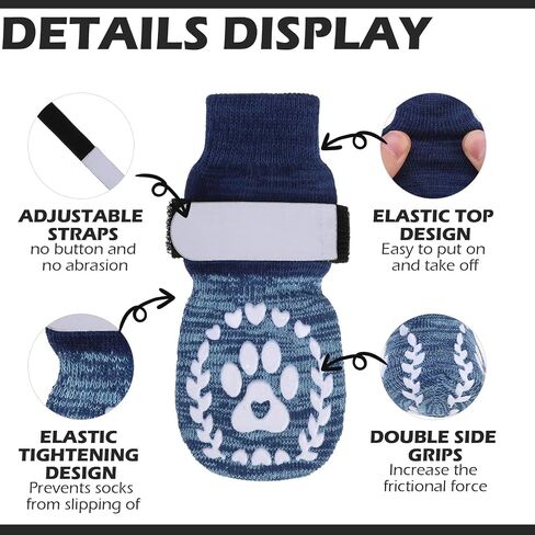 EXPAWLORER Dog Socks to Prevent Licking and Slipping, Summer Dog Shoes for Hot Pavement, Paw Protectors for Hardwood Floors Anti-Slip, Dog Booties for Small Medium Large Senior Dogs, Navy Blue L in Saudi Arabia
