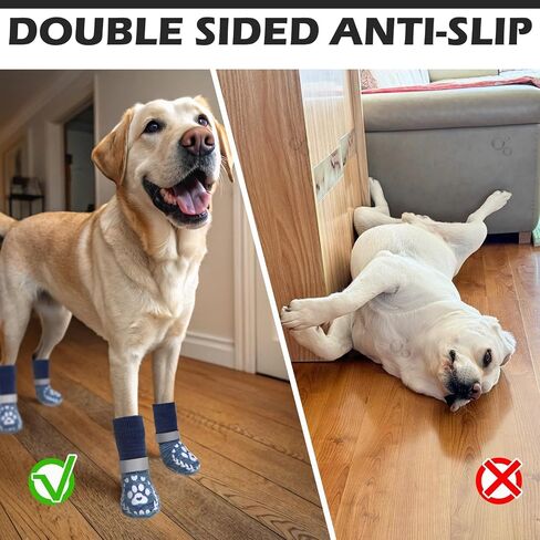 EXPAWLORER Dog Socks to Prevent Licking and Slipping, Summer Dog Shoes for Hot Pavement, Paw Protectors for Hardwood Floors Anti-Slip, Dog Booties for Small Medium Large Senior Dogs, Navy Blue L in Saudi Arabia