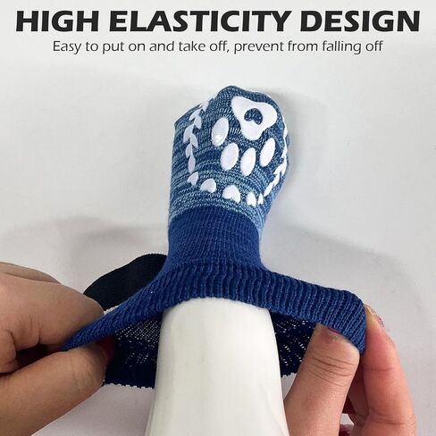 EXPAWLORER Dog Socks to Prevent Licking and Slipping, Summer Dog Shoes for Hot Pavement, Paw Protectors for Hardwood Floors Anti-Slip, Dog Booties for Small Medium Large Senior Dogs, Navy Blue L in Saudi Arabia