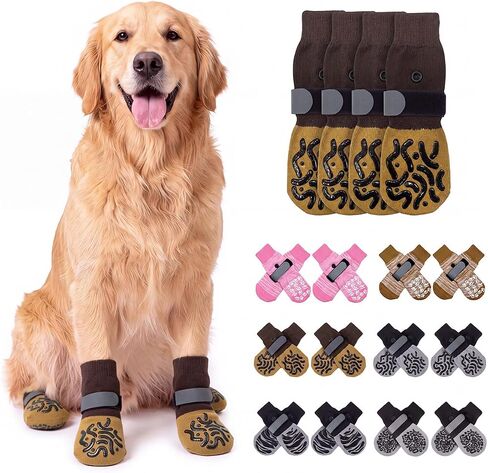 Haloumoning Dog Socks Non Slip Knit Paw Protectors for Hardwood Floors in Kuwait