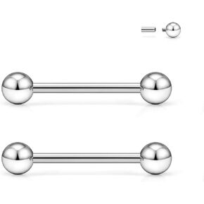 Ruifan Grade 23 Titanium Internally Threaded Nipple Piercing Jewelry Barbell Ring PA Tongue Rings Nipple Straight Body Piercing Jewelry for Women Men 16G 14G 12G 8G 6G 4G 2G in Saudi Arabia