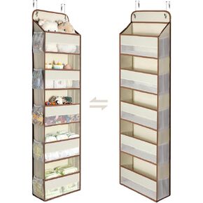 Yecaye 1 Pack Over the Door Organizer with 5 Bins 10 Side Pockets, 44lbs Load Hanging Bathroom Organizer, No Tilt Closet Organizers and Storage for Bedroom, Baby Organizer for Mom Extra Storage, Grey in Saudi Arabia