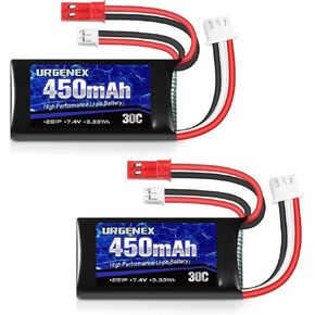 7.4V Lipo Battery 2S 30C 450mAh Rechargeable SCX24 RC Lipo with JST & PH2.0 Double Discharge Plug Fit for Axial Scx24 RC Car Truck and Most 1/10, 1/16, 1/18, 1/24 Scale RC Car Truck Drone in Kuwait
