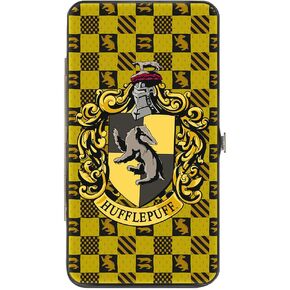 Buckle-Down womens Buckle-down Hinge - Harry Potter Hufflepuff Crest/Heraldry Checkers Golds/Black Wallet, Multicolor, 7 x 4 US in Saudi Arabia