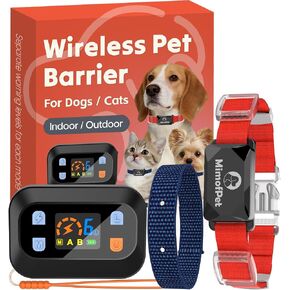 MIMOFPET Wireless Pet Barrier for Cats Dogs - Outdoor Indoor Pet Barrier with Adjustable Safe Static Intensity,Adjustable Range up to 8.2 ft,Waterproof Rechargeable Color Display Barrier System-Black in Kuwait