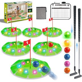 TERRAMUS Light Up Golf Play Set - Upgraded Kids Toy Golf Putting Game Set with 6 LED Targets, 2 Clubs, 6 Balls (2 Glow), Night Golf Toys Gifts for Kids Golfers Family Indoor Outdoor Beach Lawn Park in Saudi Arabia