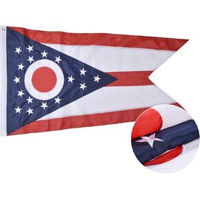 5x8 Ohio Flag Outdoor Heavy Duty Embroidered & Brass Grommets in Kuwait