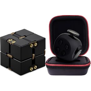 PILPOC Fidget Toys Bundle – Includes 6-Sided Sensory Fidget Cube & Aluminum Infinity Cube for Adults & Kids – Focus Aid, Stress Relief Toy for ADHD, Anxiety, and OCD – Includes Carry Cases in Kuwait