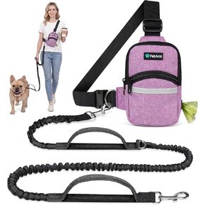 PetAmi Crossbody Bag Hands Free Dog Leash with Poop Bag Dispenser, Black in Saudi Arabia