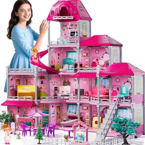 JUKUDAHU 4-Story Villa Playset for Girls Ages 3-8 - 11 Rooms, 2 Dolls in Saudi Arabia