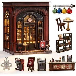 Corner Tavern Book Nook Kit, 3D Wooden Puzzle DIY Miniature House with Warm LED Light, Aesthetic Bookshelf Insert Decor for Adults & Teens in Kuwait