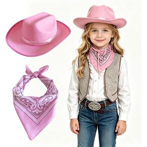 Kids Cowboy Hat Felt Cowboy Hats Bandana Western Cowgirl in Kuwait
