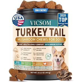 Turkey Tail Mushroom for Dogs, Immune & Joint Supplement for Dog, 200 Chews in Kuwait