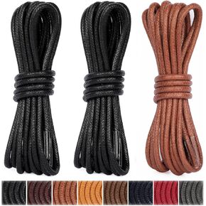Handshop 3 Pairs Dress Shoe Laces | Thin Round Waxed Shoelaces | 8 Colors in 27"- 47" in Saudi Arabia