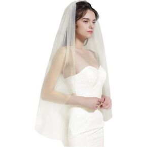 BEAUTELICATE Wedding Bridal Veil with Comb 1 Tier Cut Edge Fingertip&Cathedral Length in Saudi Arabia