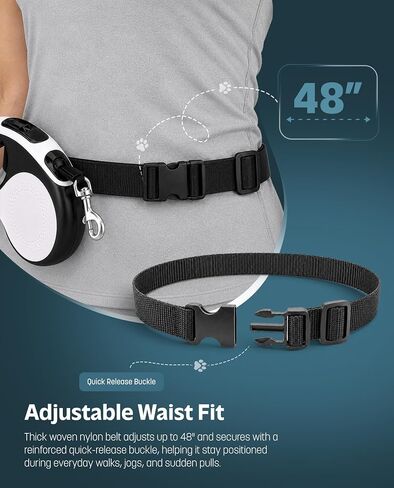 Hands-Free Retractable Dog Leash with Waist Belt, 16FT Extendable Strap in Kuwait