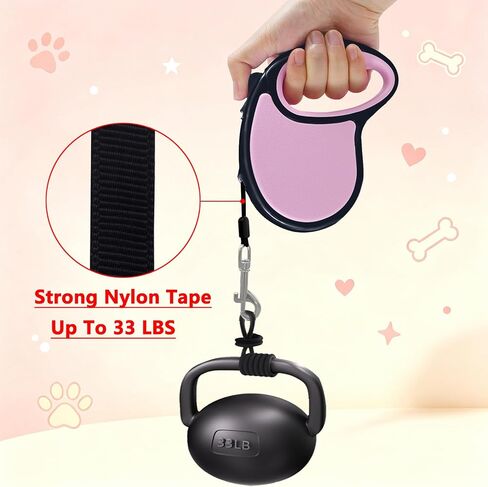 Retractable Dog Leash, 16ft for Small Medium Dog 33lbs, Pink in Kuwait