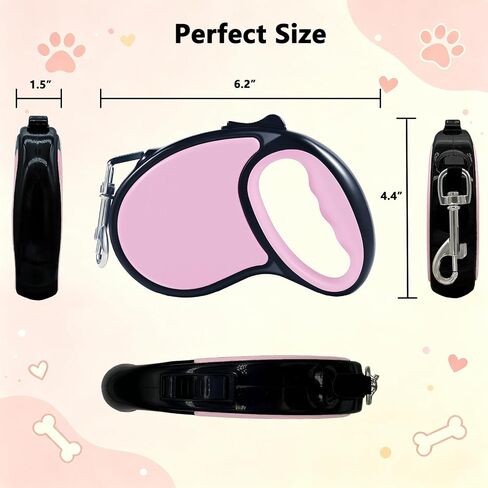 Retractable Dog Leash, 16ft for Small Medium Dog 33lbs, Pink in Kuwait