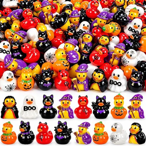 100Pcs Halloween Mini Resin Ducks Miniature Halloween Trinkets in Saudi Arabia