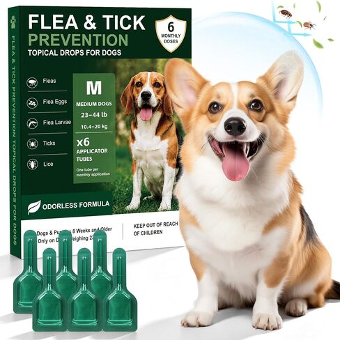 Flea and Tick for Medium Dogs 23-44 lbs, 6 Topical Doses in Kuwait