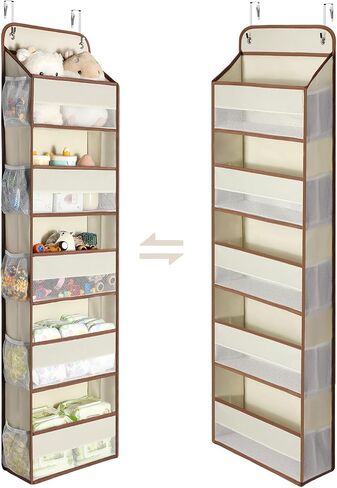 Yecaye 1 Pack Over the Door Organizer with 5 Bins 10 Side Pockets, 44lbs Load Hanging Bathroom Organizer, No Tilt Closet Organizers and Storage for Bedroom, Baby Organizer for Mom Extra Storage, Grey in Kuwait