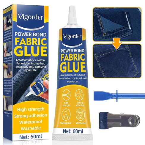 Fabric Glue Permanent Washable for Clothes, Cotton, Denim, Leather, Polyester, Ideal for Quick Repairs, DIY Craft, Doll Accessories in Saudi Arabia