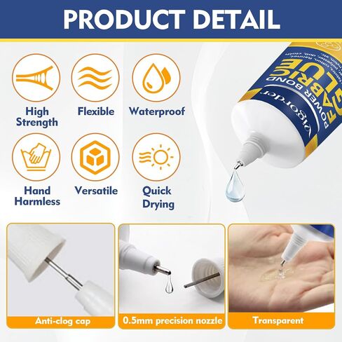Fabric Glue Permanent Washable for Clothes, Cotton, Denim, Leather, Polyester, Ideal for Quick Repairs, DIY Craft, Doll Accessories in Saudi Arabia