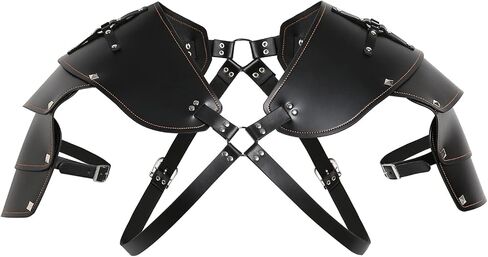 حزام صدر للرجال من HZMAN Steampunk قابل للتعديل من الجلد الصناعي وحزام كتف ودرع كتف للحفلات التنكرية والهالوين in Kuwait