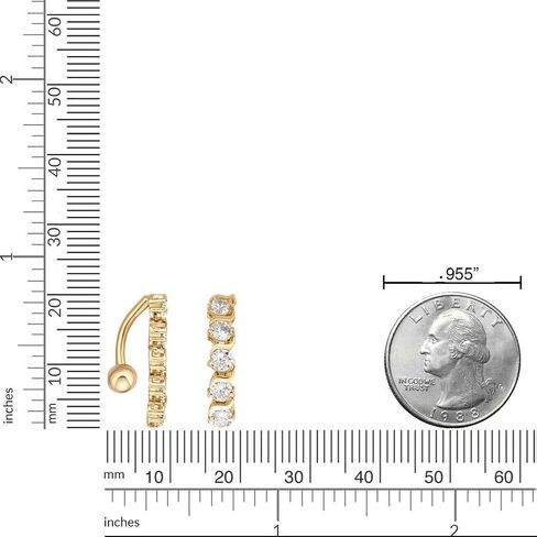 خاتم بطن علوي للنساء من Lavari Jewellers مقاس 16 من الذهب الأبيض أو الأصفر عيار 10 قيراط مع زركونيا مكعب بطول 12 مم in Kuwait
