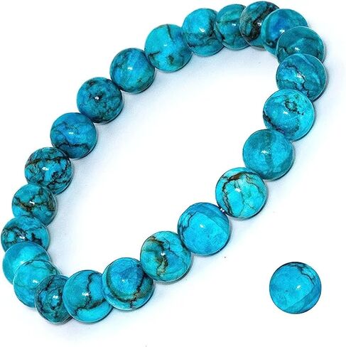 DAZCOLO Natural Gemstone Bracelet 7.5 In Stretch Gems Stones 8mm (0.31") Round | Beads Healing Crystals Quartz | Chakra Bracelet | Y2K | Bracelets for Women Men Girls Gifts (Unisex) in Kuwait