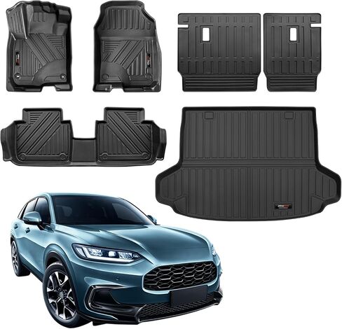 Car Floor Mats and Cargo Trunk Liner Compatible for Honda HR-V 2023 2024 All Weather TPE Rubber Protect Mat Full Set Black Honda HRV Accessories (2023 Honda HR-V Floor mats+Cargo Liner) in Kuwait