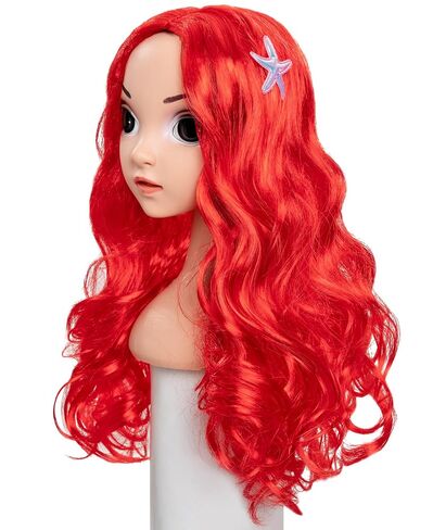 Funna Mermaid Wig for Girls Costume Accessories Halloween Princess Cosplay Long Curly Red, M in Saudi Arabia