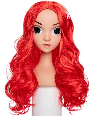 Funna Mermaid Wig for Girls Costume Accessories Halloween Princess Cosplay Long Curly Red, M in Saudi Arabia