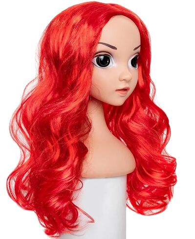 Funna Mermaid Wig for Girls Costume Accessories Halloween Princess Cosplay Long Curly Red, M in Saudi Arabia