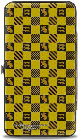 Buckle-Down womens Buckle-down Hinge - Harry Potter Hufflepuff Crest/Heraldry Checkers Golds/Black Wallet, Multicolor, 7 x 4 US in Kuwait