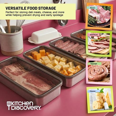 Kitchen Discovery Stay Fresh Bacon Keeper 1lb Plastic Bacon Container for Refrigerator Preserves Freshness and Prevents Spoilage – No Mess Bacon Storage Replaces Greasy Packaging in Kuwait