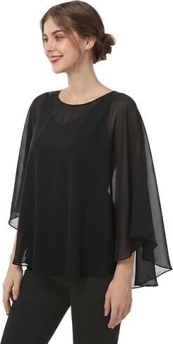 Capes for Womens Casual chiffon shawl Casual Chiffon Cape Sheer cape shawls and wraps Poncho Capelets Cover Up in Kuwait